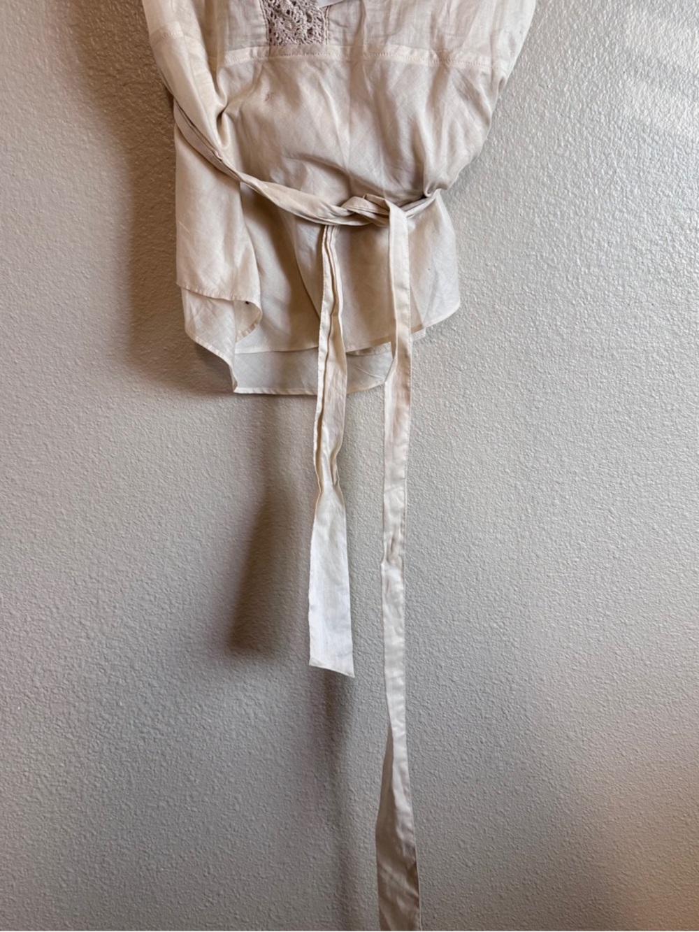 Banana Republic Cream Lace-Trim Wrap Blouse - Picture 2 of 4